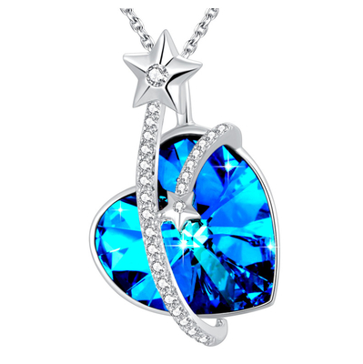 Colgante de corazón de cristal austriaco collar de plata costumbre joyería para mujeres hipoalergénico