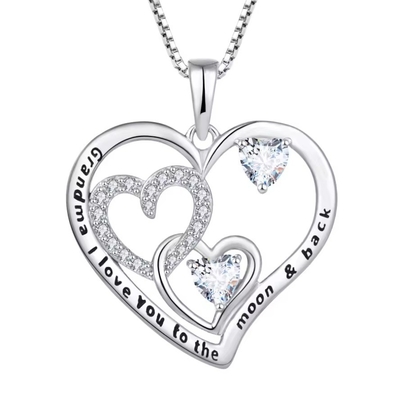 YASVITTI Diseño de corazón clásico collar de plata esterlina 925 Te amo a la luna y de vuelta collar de colgante