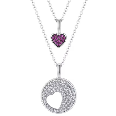 YASVITTI Rodio Revestido CZ Mujeres 925 Plata Sterling Zircón Joyería Personalizada Romántico Rosado Corazón Encanto Collar
