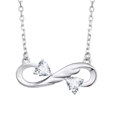 YASVITTI 925 Plata Sterling Infinity Collar de Corazón Corazón Cúbico Zircón Lujo Mujeres Collar Joyería