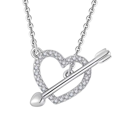 YASVITTI 925 collar de plata esterlina para mujeres 'Una flecha en el corazón' piedra de zircón regalo de fiesta del día de San Valentín
