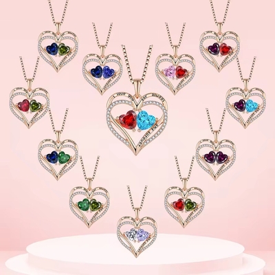 YASVITTI 925 Plata Esterlina Eterno Corazón de Amor Colgante Collar Personalizado Rosado Oro Revestido Cristal CZ Collar