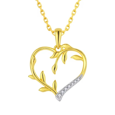 YASVITTI Custom 18K Revestimiento de oro de hoja de corazón colgante collar 925 Plata Joyería fina