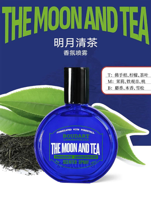 La Luna y el Espray Teodorico Internacional Klein Blue Design estilo con notas de melocotón