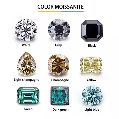 Blanco Joyería clara Color Moissanite Flecha del corazón Anillos radiantes Cortado