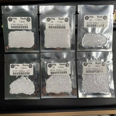 5A Calidad 1000pcs/Bolsa 1mm - 3.0mm Piedra Gemas Blanco Cúbica Zirconia Para Joyería