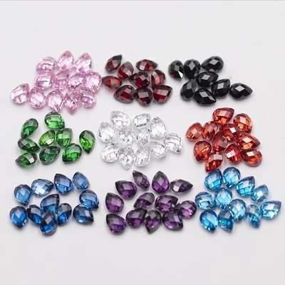 Granate rosa Verde Blanco Naranja Azul Piedras preciosas forma de pera doble tortuga facetada zirconia cúbica