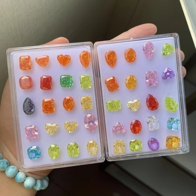 Anillos de compromiso ovalados Moissanita Zirconia Colores de piedras preciosas sueltas Redonda Circonia cúbica sintética