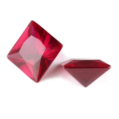 Princesa de corte cuadrado rubí sintético 5# Corindón piedra preciosa suelta Moissanite para anillos de compromiso