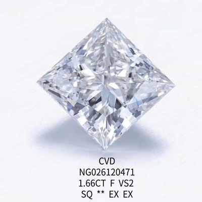 Certificado IGI NGIC Laboratorio de cultivo de diamante de corte cuadrado de princesa 1.66ct F VS2 Hpht Cvd