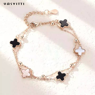 pulsera de plata sin plomo del resbalador de la pulsera 925 del trébol de la hoja 0.12oz cuatro de los 20cm