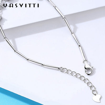 pulsera de moda del trébol de cuatro hojas del SGS de los 7.7in 0.15oz Sterling Silver Jewelry Bracelets