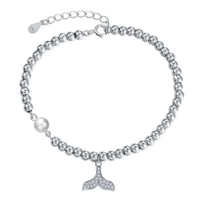Pulsera de plata del resbalador del regalo unisex de la pulsera de la cola de los pescados de la CZ 2 Gram19x0.35cm