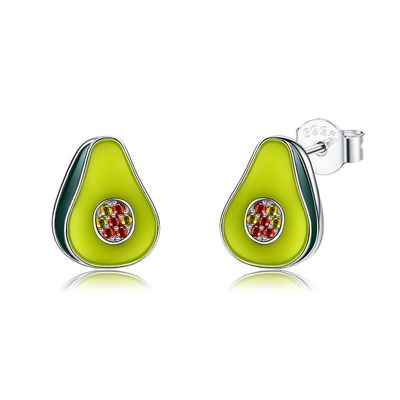 pernos prisioneros de los pendientes del aguacate del 1.1x0.9cm 2.29g Sterling Silver Jewelry Earrings Unisex