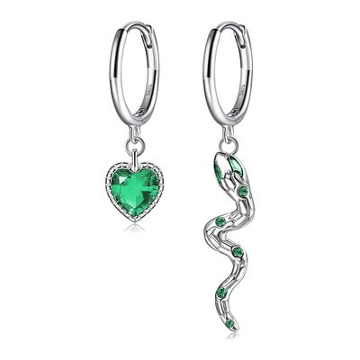 OEM de los 2.1x0.7cm 2.3g Sterling Silver Heart Shaped Earrings Crystal Snake Hoop Earring