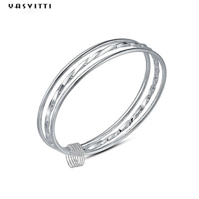 SGS de plata de la pulsera del brazalete del círculo los 5.8cm 23g Crystal Bracelet Rhodium Boho Crystal