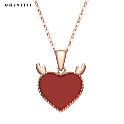 collar de moda del corazón de la asta de los ciervos de 3gram el 15.7in Sterling Silver Heart Pendant Necklace