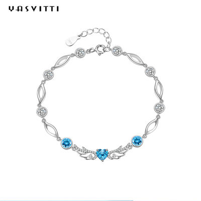 azul geométrico 925 Topaz Bracelet de 6.2g los 0.21m Sterling Silver Jewelry Bracelets Inlaid
