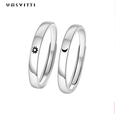 2gram 0.07oz Sun y zircon Sterling Silver Ring simple de los anillos 3A de la luna