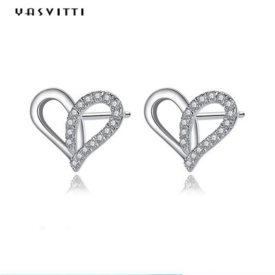 7.7x9.5m m 1.1g Sterling Silver Heart Earrings Platinum platearon los descensos de plata del oído