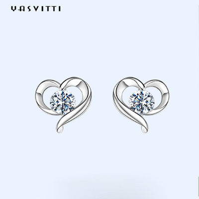 blanco 925 Sterling Silver Stud del ODM de 2.87g los 0.39in Sterling Silver Heart Stud Earrings
