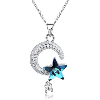 el 18.1in 4.2g Sun y collar de plata de Crystal Necklace Thanksgiving Day 14k 925 de la luna