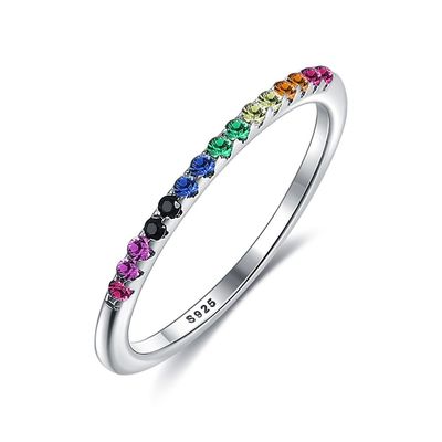 anillo sin plomo del color del arco iris del ODM de 21.1m m 1.2g Sterling Silver Jewelry Rings