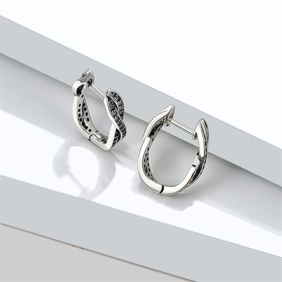 los pendientes trenzados del aro 1.7g de los 0.5in tuercen el ODM de Brincos Sterling Silver Studs Party