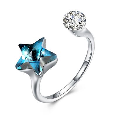 SGS de Diamond Ring de la estrella de 10x17m m 3.23g 925 Sterling Silver Rings Platinum Plated