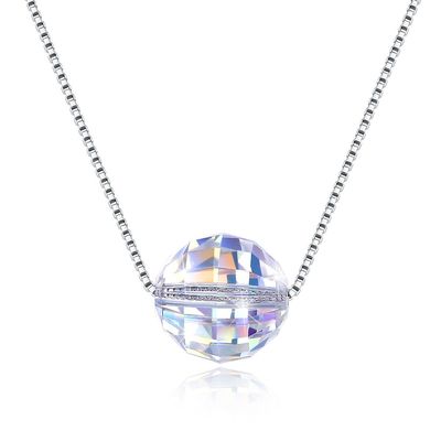 bola Aurora Crystal Diamond Necklace de 3.5g el 17in Sterling Silver Jewelry Necklaces 8m m