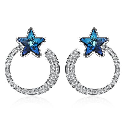 pendientes de plata sólidos del regalo 5A CZ de los pendientes del aro de la estrella de 7.2g los 2.6x2.1cm