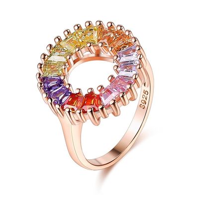 graduación Rose Gold Vermeil Ring de las mujeres del anillo de compromiso del Zircon 3.4g de 14.1m m