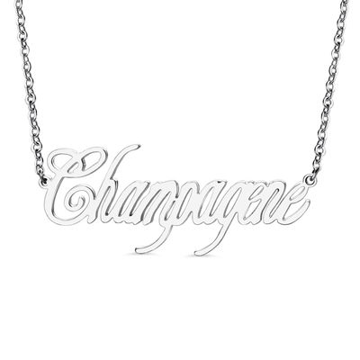 los 21.7in collar plateado oro brillante de plata de encargo del nombre de la novia de 2 collares del gramo