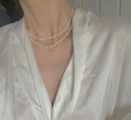 Collares del ahogador de la perla del Luser de la longitud los 37CM de la joyería de la perla de la cadena de 4,1 gramos altos