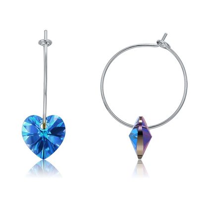 925 Sterling Silver Custom Hoop Earrings 20×10m m con el cristal de Austrian crystal