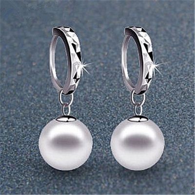 Pendientes de encargo plateados platino del aro de la perla del vintage geométricos para las mujeres