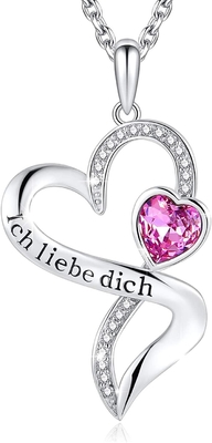 El rodio del collar de 925 Sterling Silver Personalized Double Heart plateó los cristales Austrian crystal
