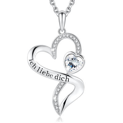 Collar doble 925 Sterling Silver White Austrian crystal Crystal del infinito del corazón de las muchachas