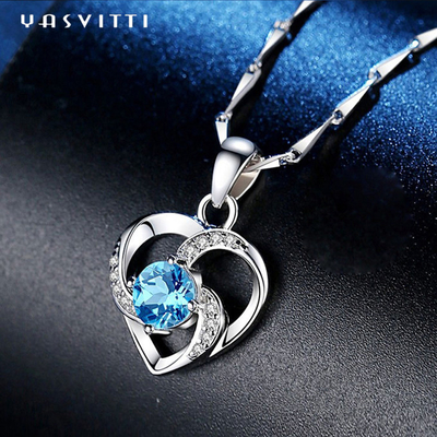 Collar austríaco de cristal 925 de plata esterlina de moda colgante collar de 18 pulgadas YN1247
