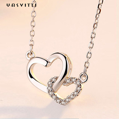Joyería para mujeres Collar de plata 925 Collar de corazón OEM