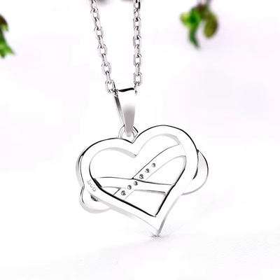 YASVITTI ODM OEM 925 Plata Esterlina Collar de Corazón Brillante 5A Zirconia Rodio Revestido Collar hueco Collar colgante Joyería