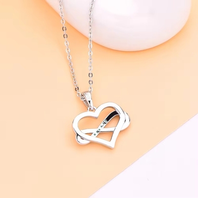 YASVITTI ODM OEM 925 Plata Esterlina Collar de Corazón Brillante 5A Zirconia Rodio Revestido Collar hueco Collar colgante Joyería