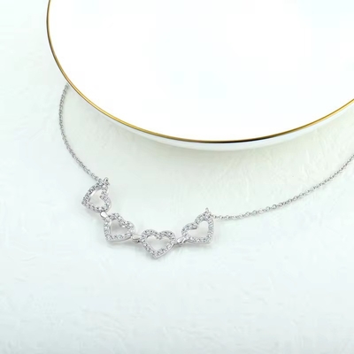 YASVITTI Personalizado Romántico Magnético Collar de trébol OEM Encanto 925 Plata Esterlina Delicado Corazón Cuatro Hojas Collar de tríbol