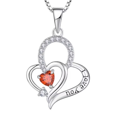Plata de verdad Te amo collar de corazón Collar de colores múltiples Corazón cúbico Zirconia de lujo Plata 925 Collar de corazón Joyería