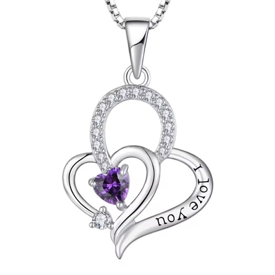 Plata de verdad Te amo collar de corazón Collar de colores múltiples Corazón cúbico Zirconia de lujo Plata 925 Collar de corazón Joyería