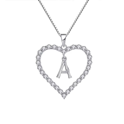 YASVITTI Jewelry Fine Collar 925 Sterling Silver Collar en forma de corazón con letras de encantamiento A-Z