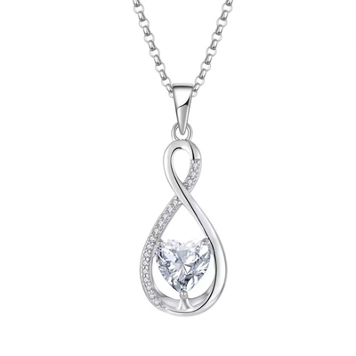 YASVITTI Piedra preciosa collar de colgante infinito Cubo de zirconia Piedra de nacimiento Corazón 925 collar de plata esterlina