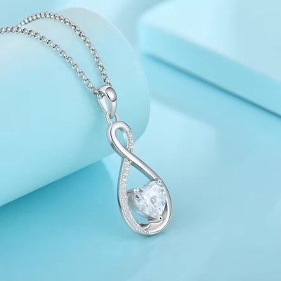 YASVITTI Piedra preciosa collar de colgante infinito Cubo de zirconia Piedra de nacimiento Corazón 925 collar de plata esterlina