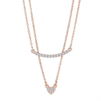 YASVITTI Collar de doble capa de alta calidad Joyería clásica Collar de colgante de corazón de plata esterlina de oro rosa 925