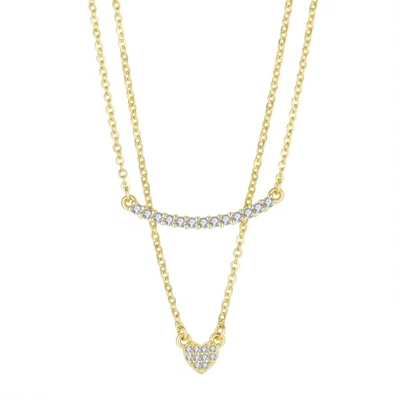 YASVITTI Collar de doble capa de alta calidad Joyería clásica Collar de colgante de corazón de plata esterlina de oro rosa 925